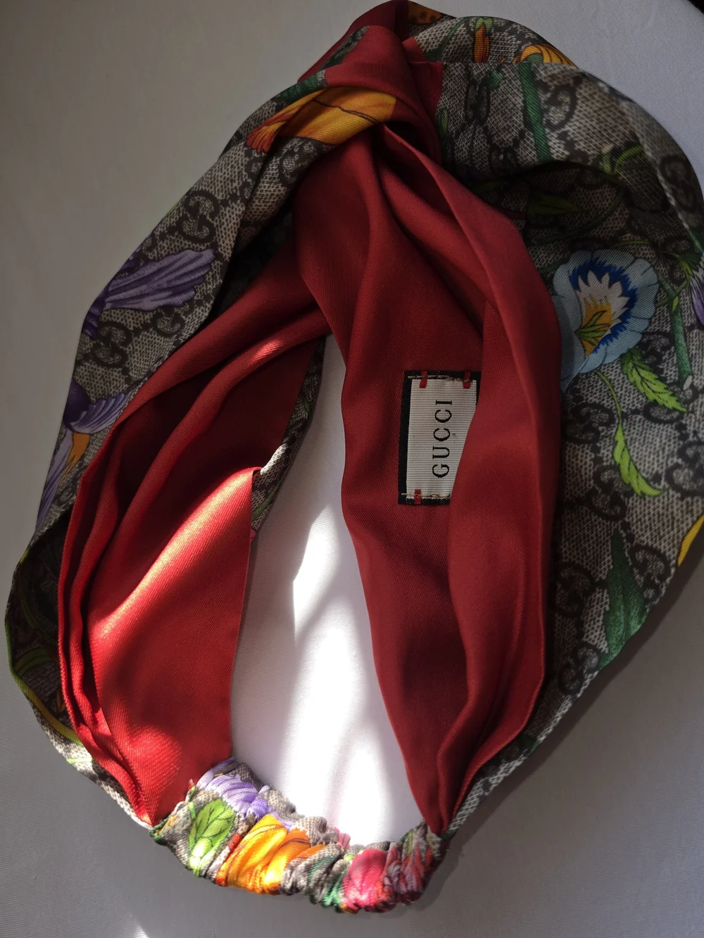 Gucci Multicolor Floral Twist Headband with Red Lining